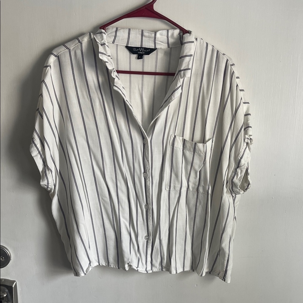 Velvet Heart Black and White Striped Shirt